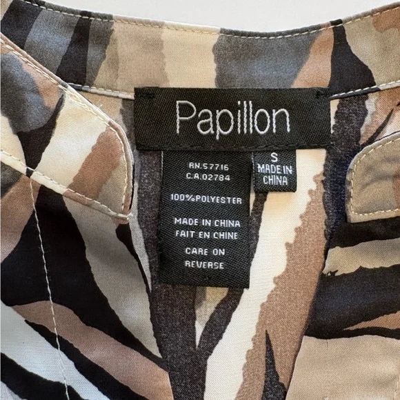 Papillon Abstract Print Button Down Blouse Small Long Sleeve - Picture 7 of 10